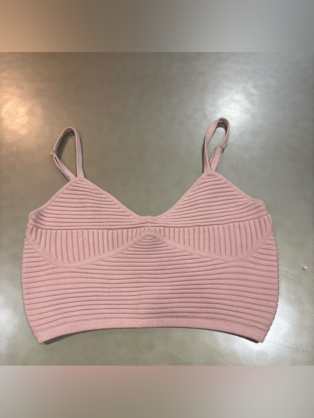 Aerie Textured Ribbed Pink Cropped Brami Top